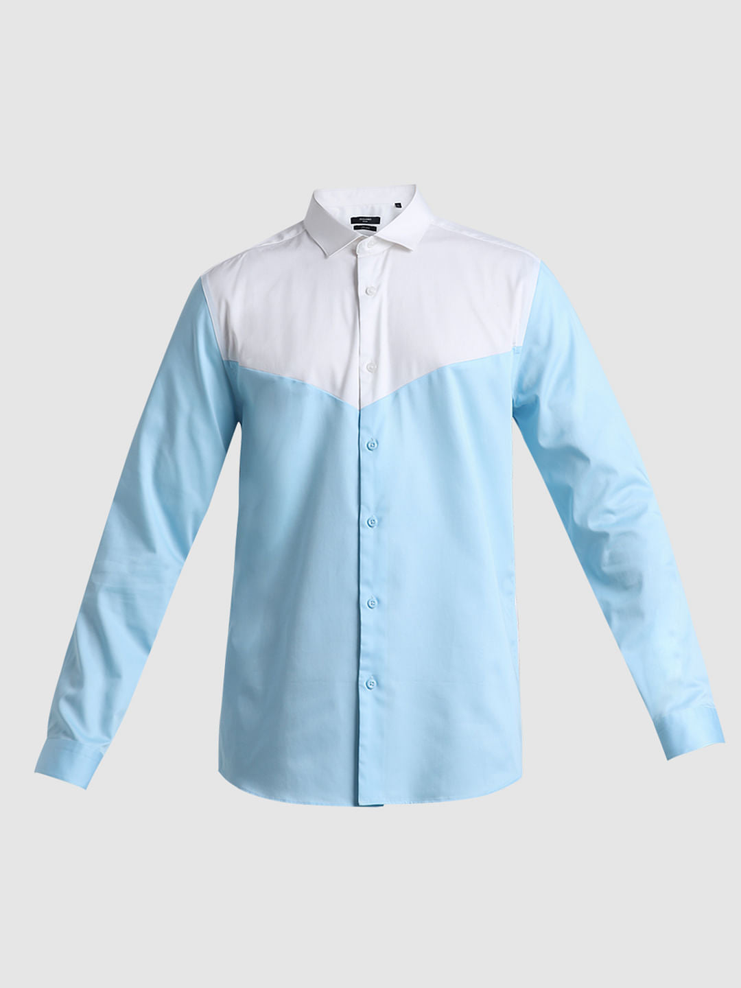 Blue & White Colourblocked Shirt