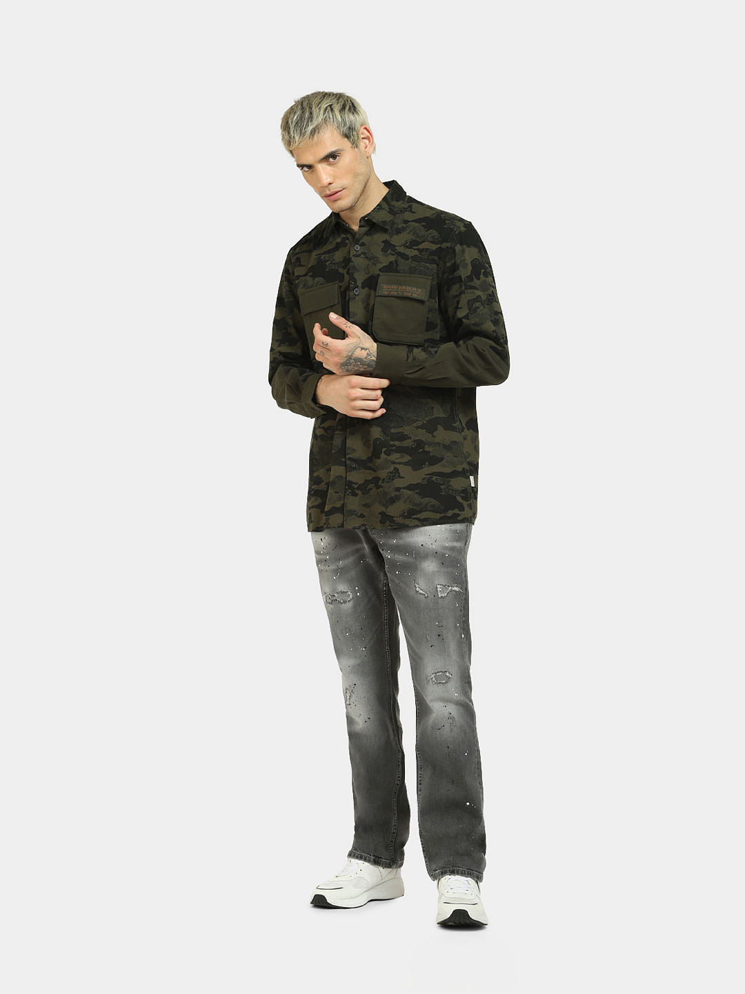 Green Camo Full Sleeves Shirt