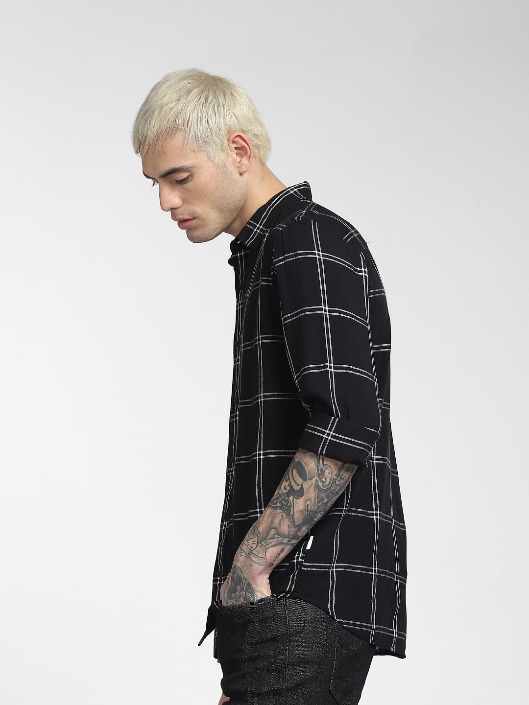 Black Check Full Sleeves Shirt