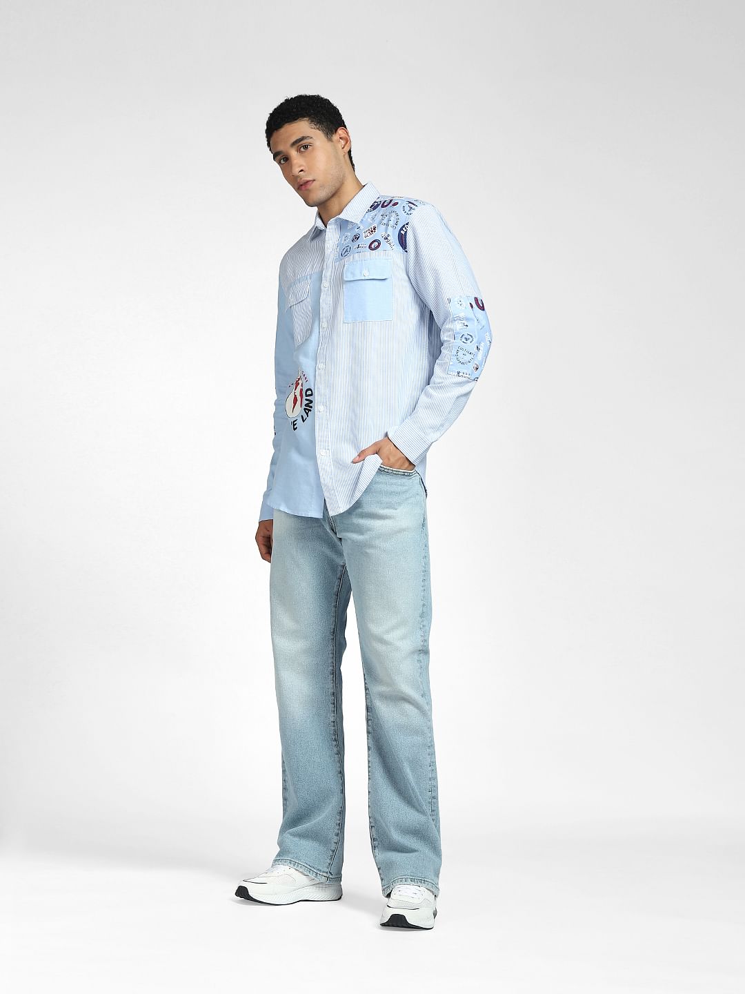 x PEANUTS Blue Graphic Print Full Sleeves Shirt