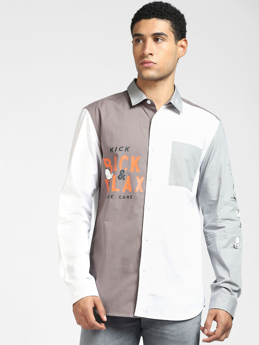 x PEANUTS White Graphic Print Full Sleeves Shirt