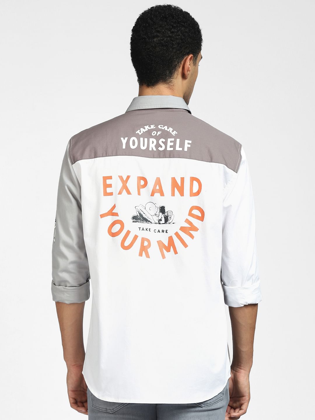 x PEANUTS White Graphic Print Full Sleeves Shirt