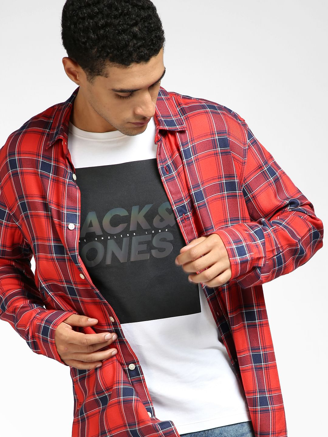 Red Checks Full Sleeves Shirt