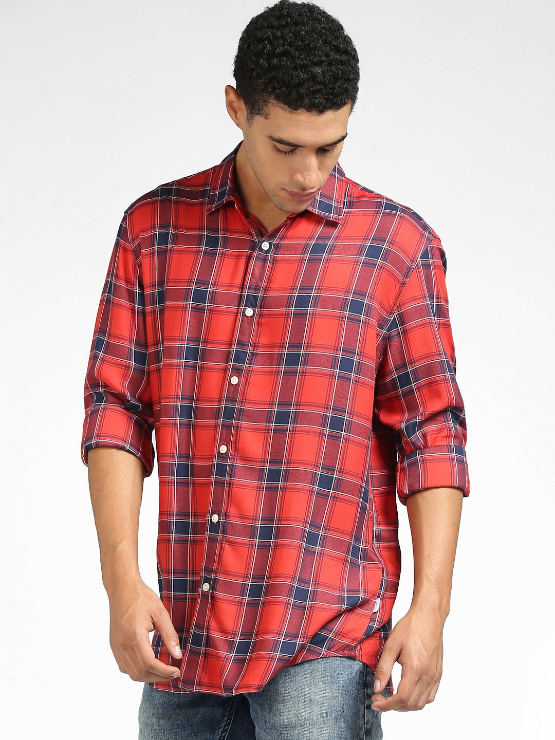 Red Checks Full Sleeves Shirt