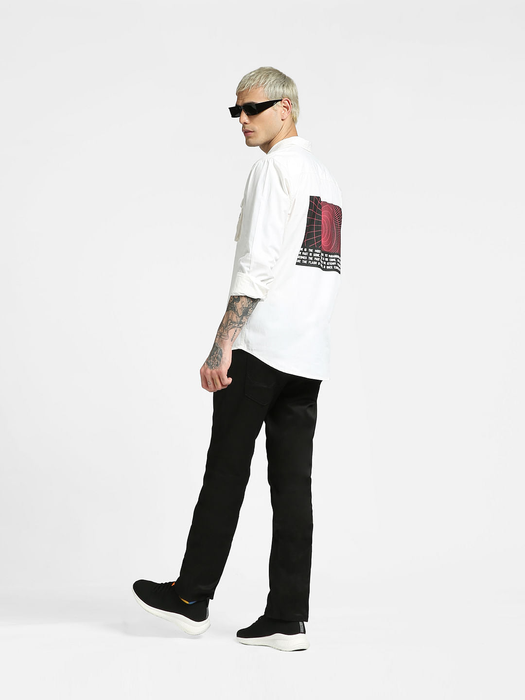 White Solid Full Sleeves Shirt