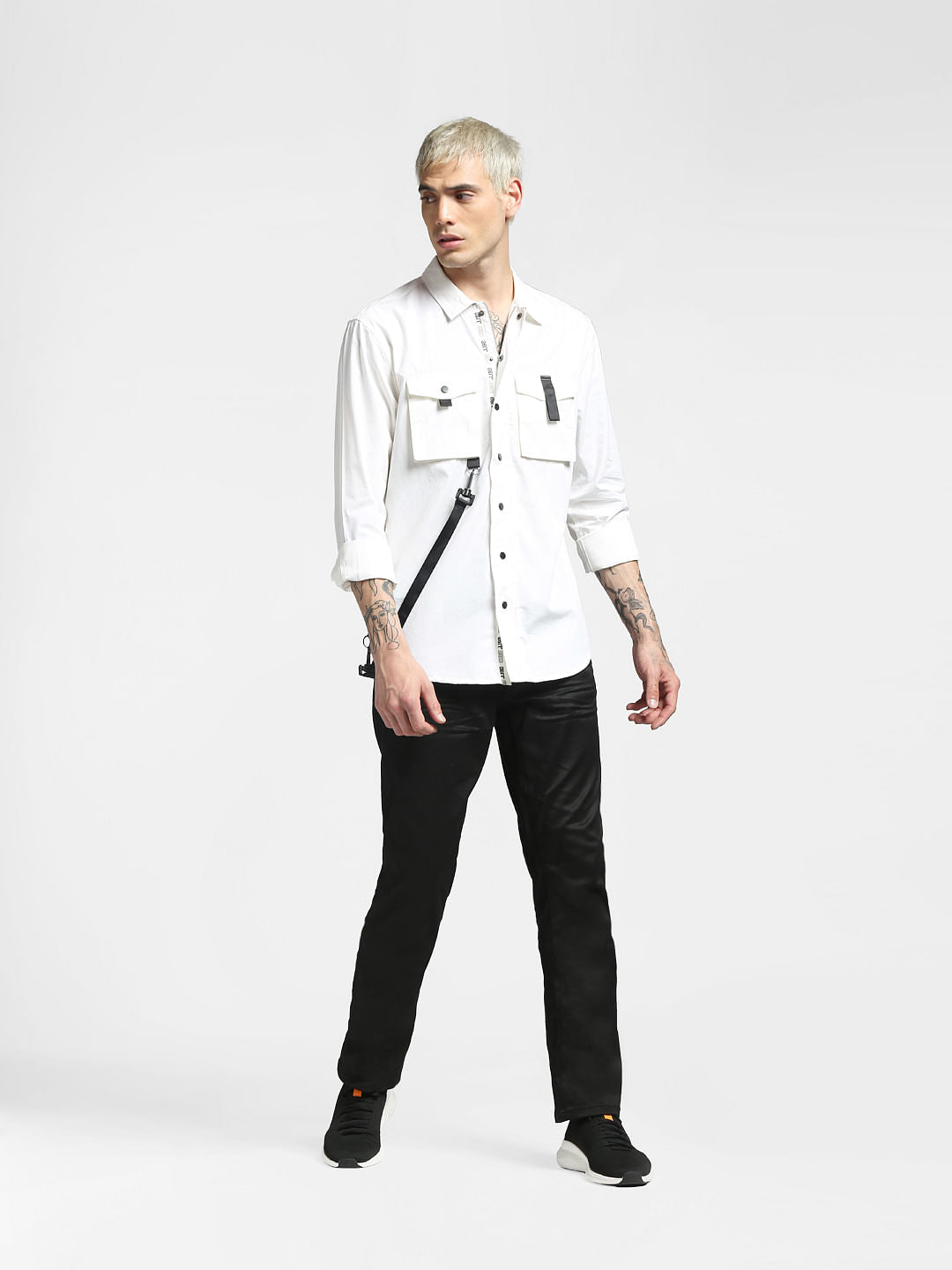White Solid Full Sleeves Shirt