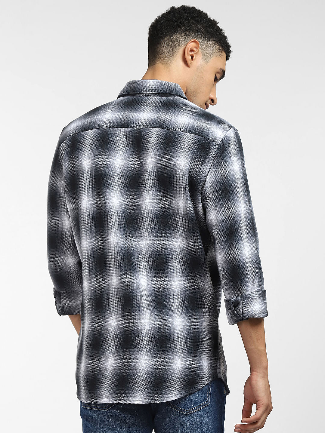 Grey Check Full Sleeves Shirt