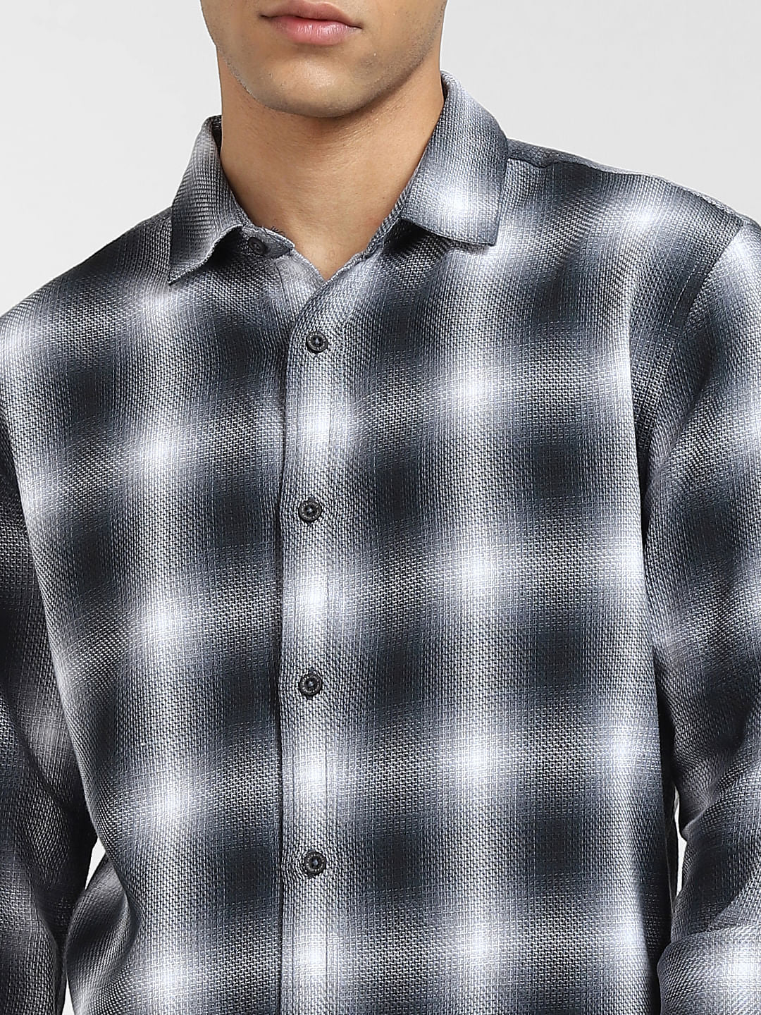 Grey Check Full Sleeves Shirt