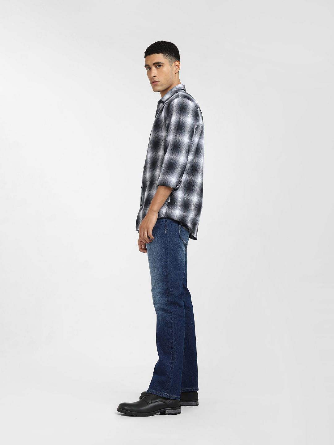 Grey Check Full Sleeves Shirt