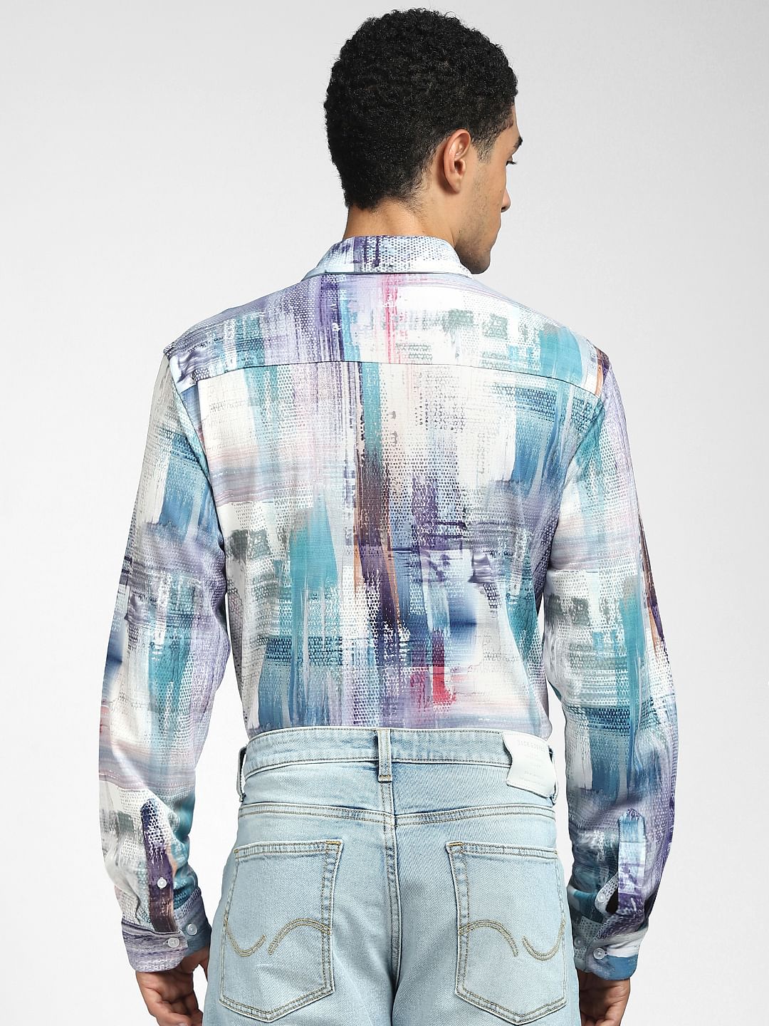 Turquoise Printed Full Sleeves Shirt