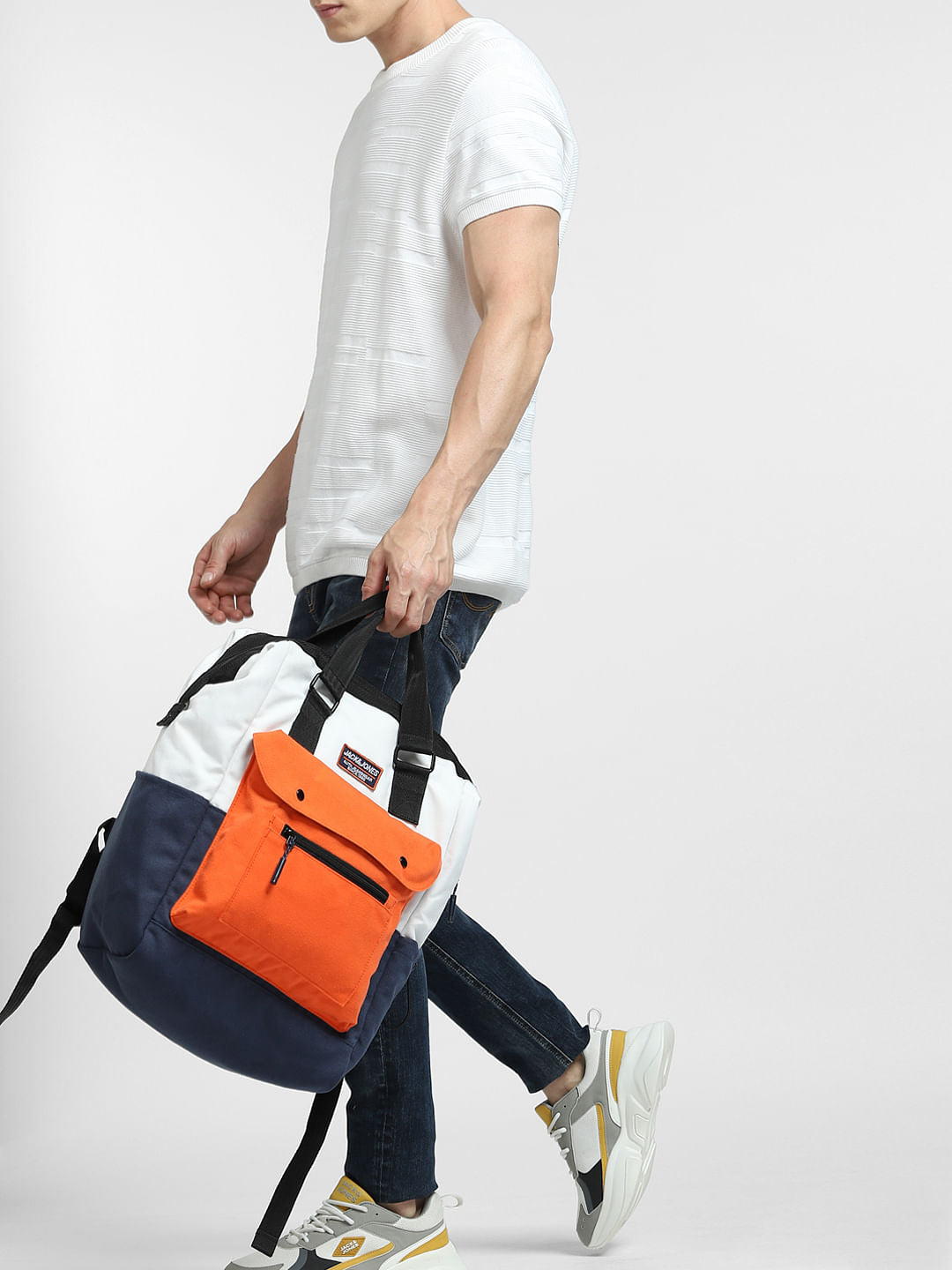 Blue Colourblocked Backpack