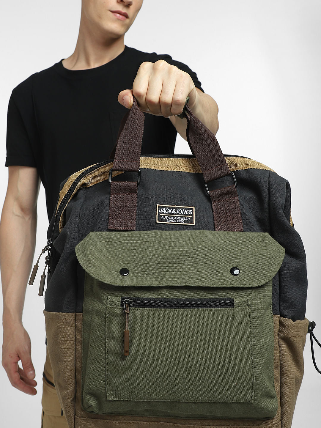 Dark Brown Colourblocked Backpack