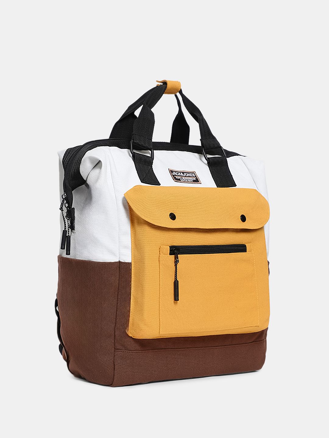 Brown Colourblocked Backpack