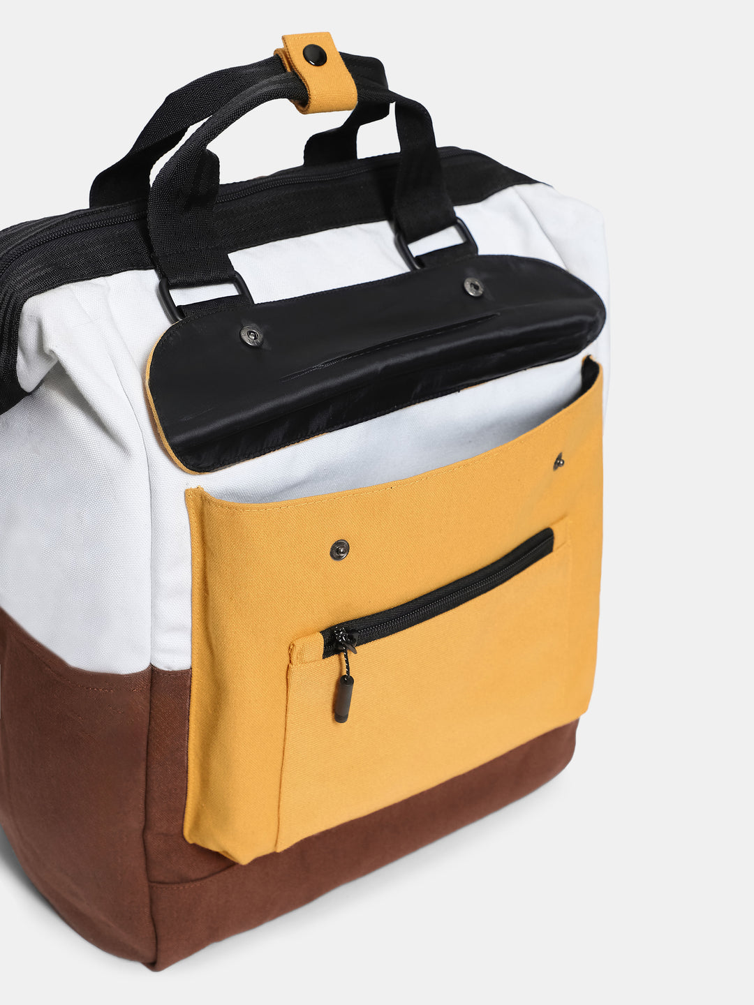 Brown Colourblocked Backpack