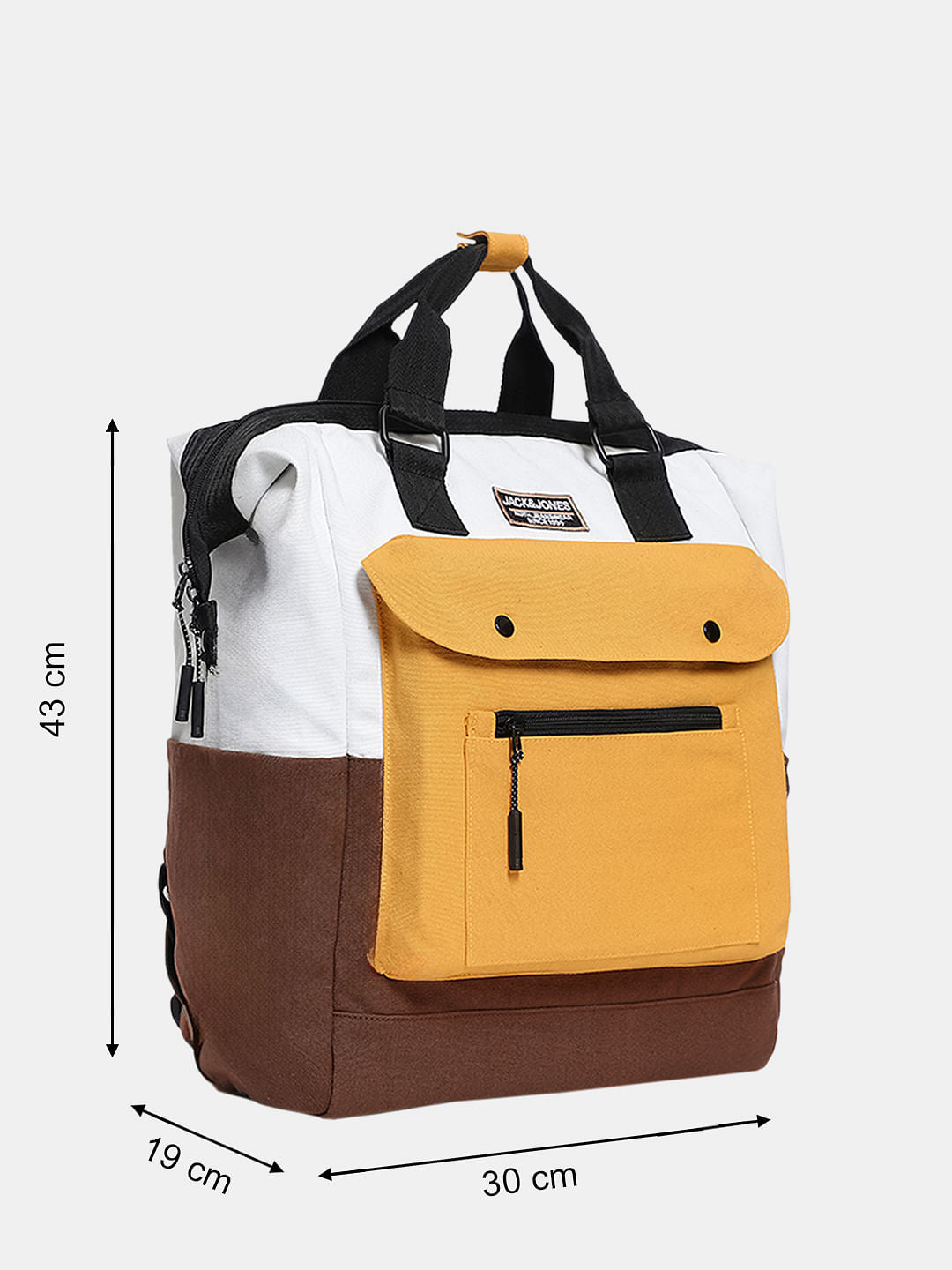 Brown Colourblocked Backpack