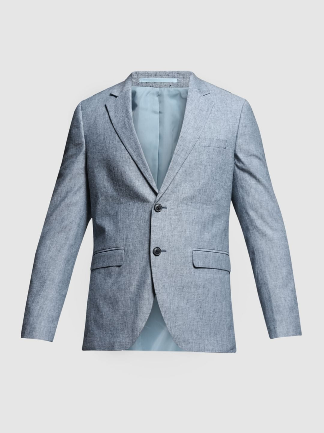 Blue Slim Fit Linen Blazer