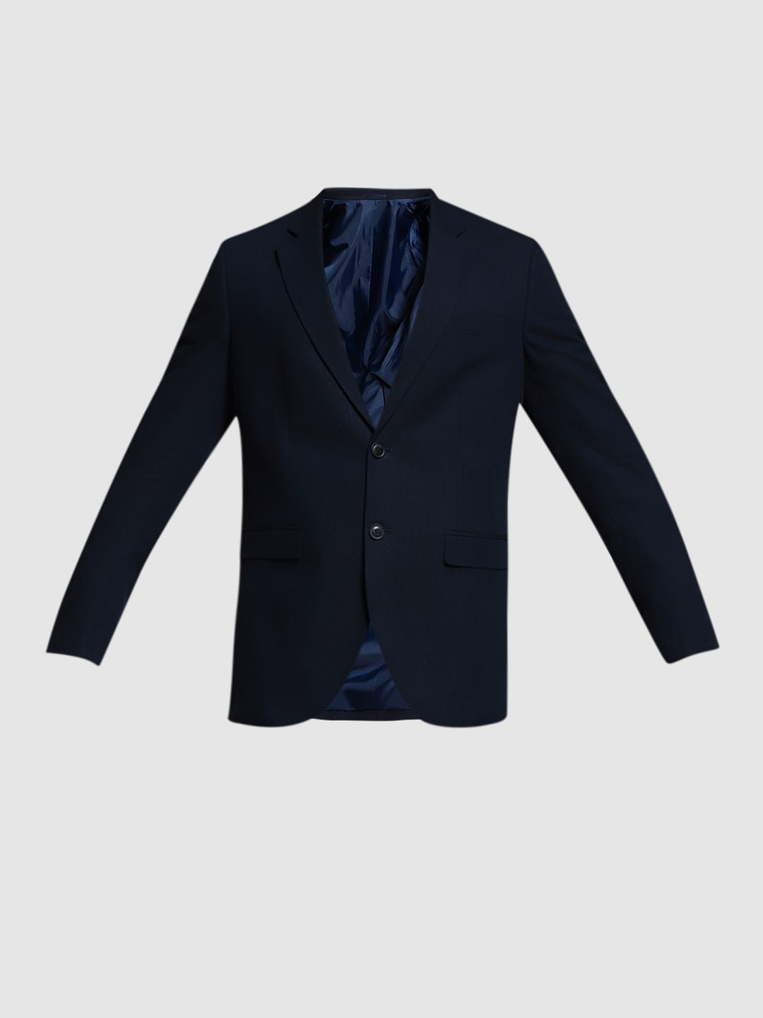Dark Blue Slim Fit Linen Blazer