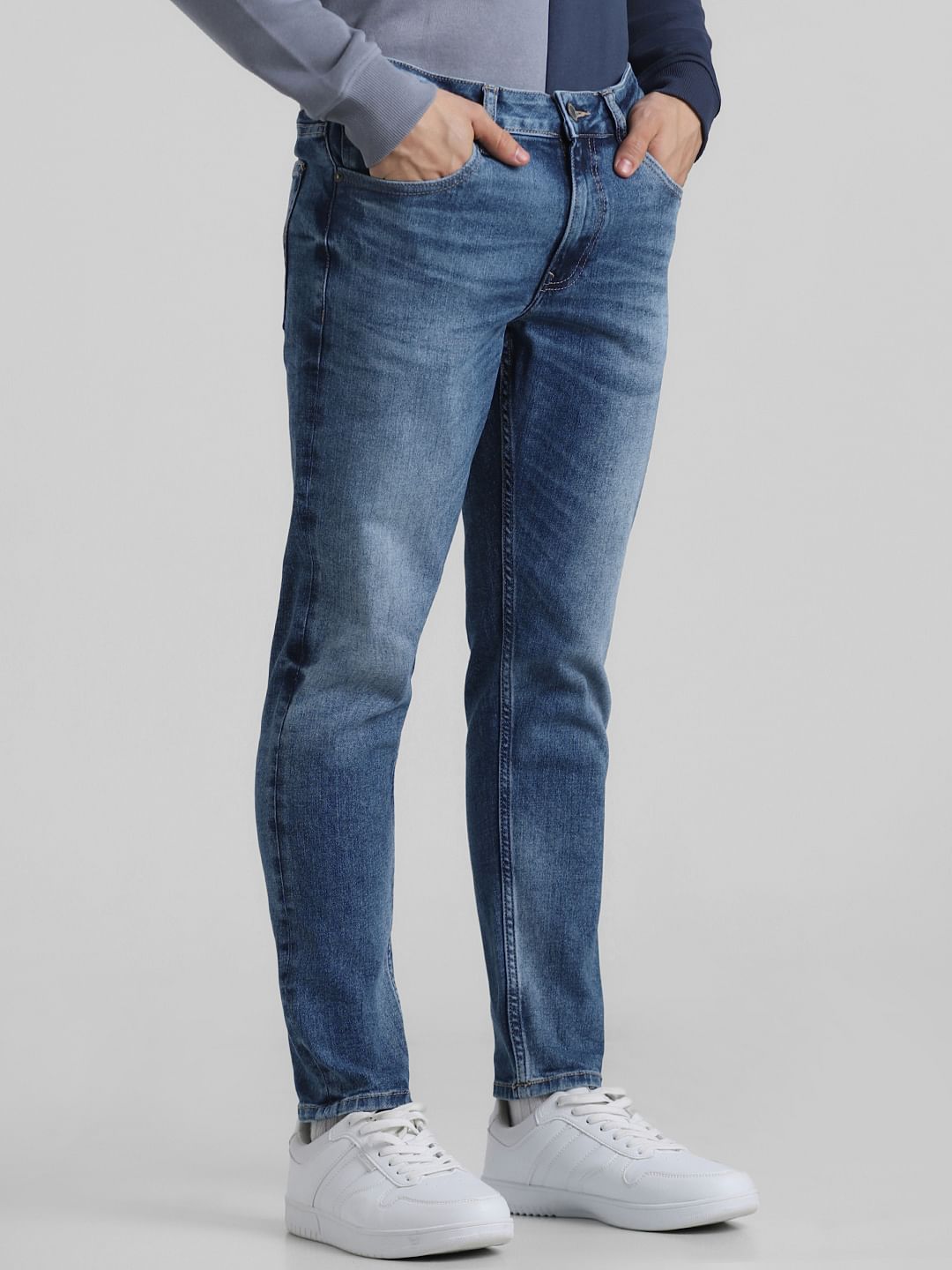 Light Blue Mid Rise Slim Fit Jeans