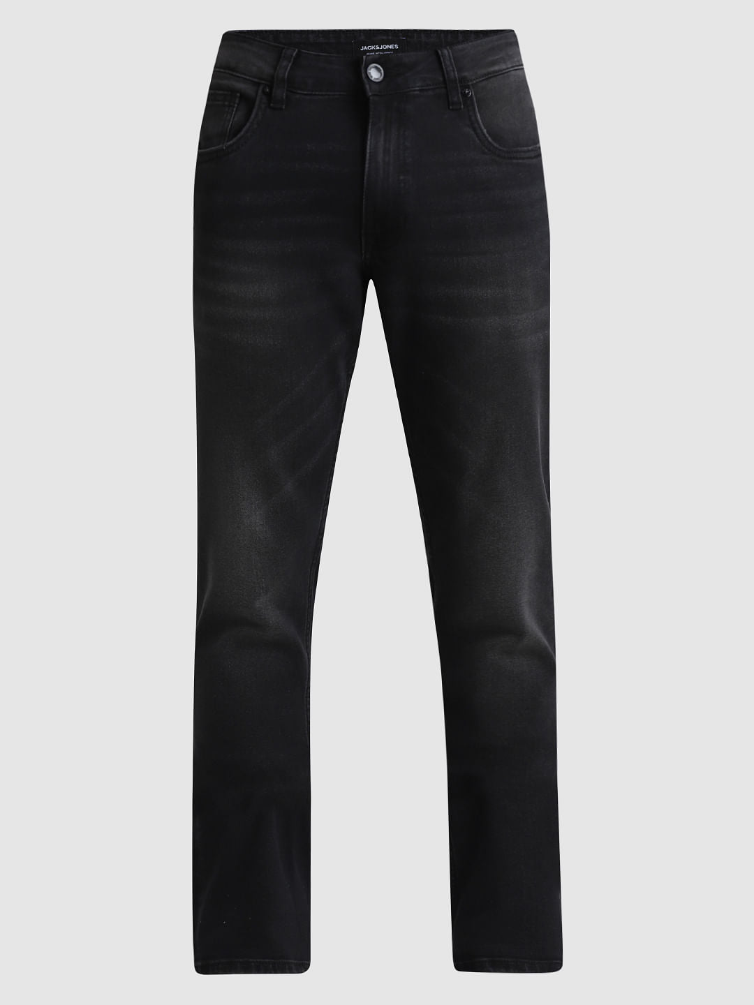 Black Mid Rise 5 Pocket Regular Fit Jeans