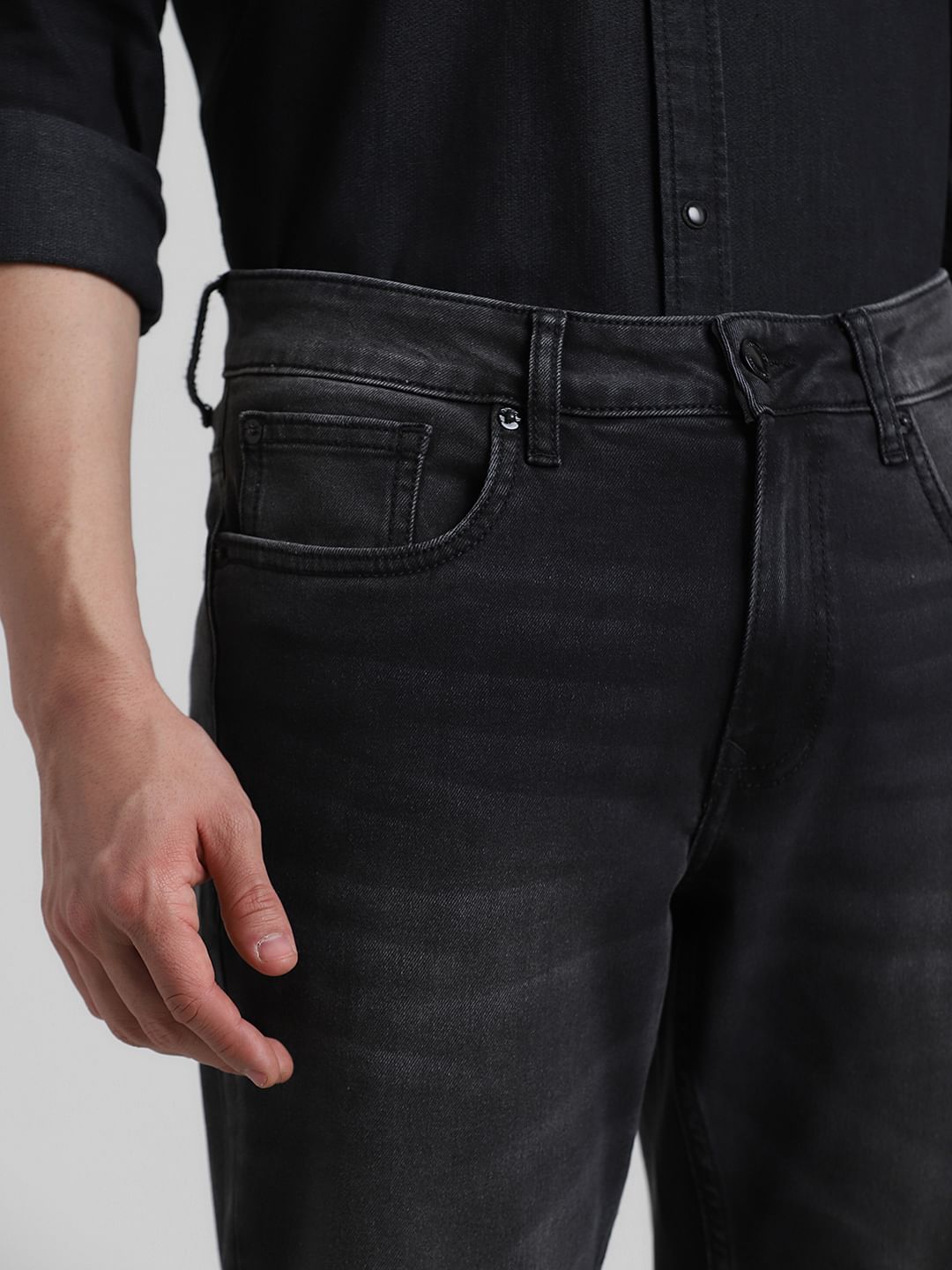 Black Low Rise 5 Pocket Slim Fit Jeans