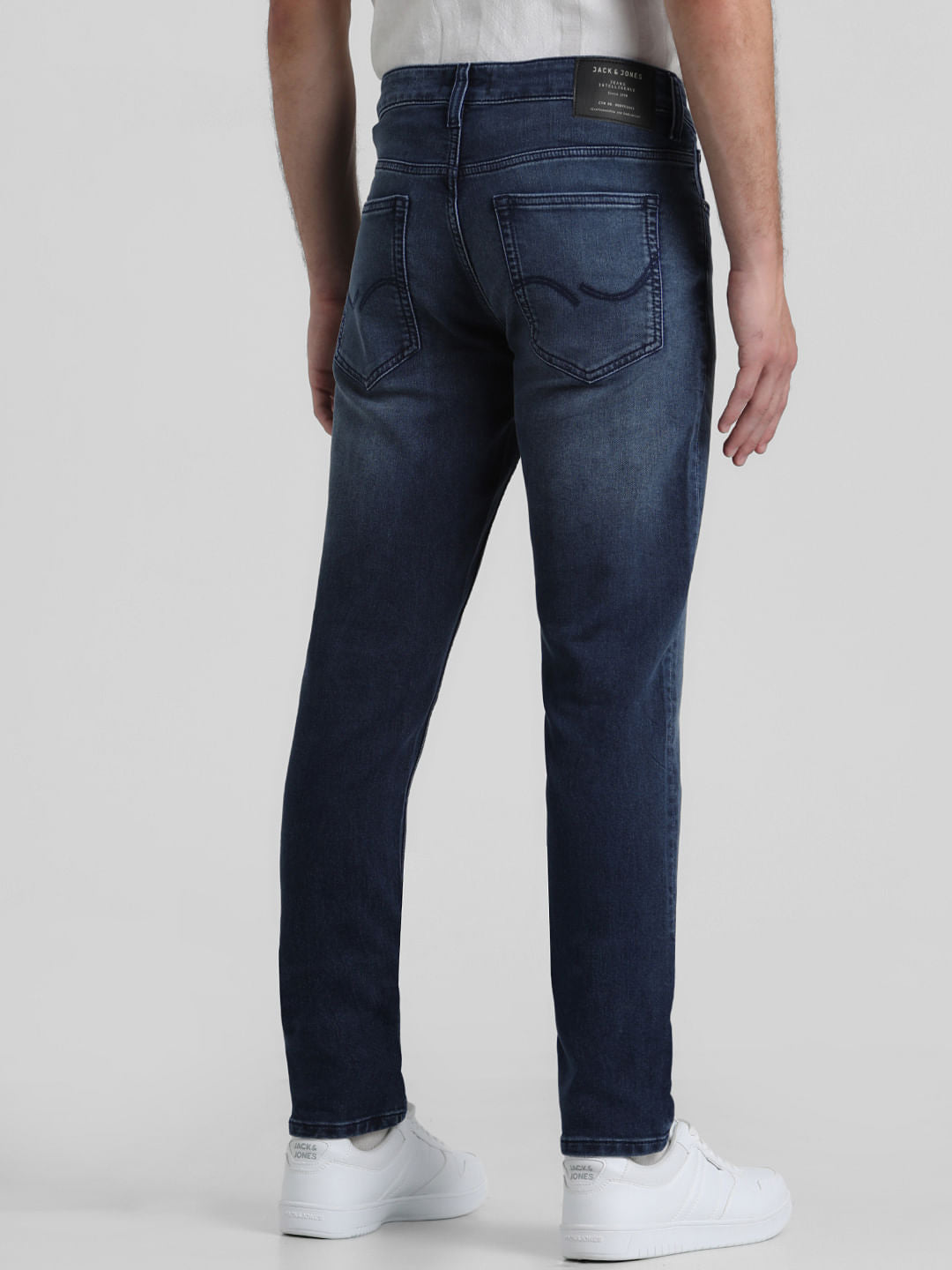 Blue Mid Rise Washed Clark Straight Fit Jeans