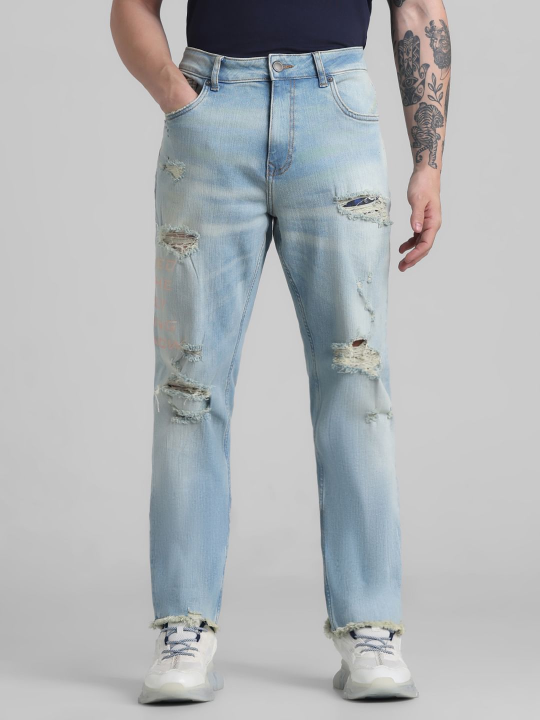 URBAN RACERS by JACK&JONES Blue Distressed Anti Fit Jeans
