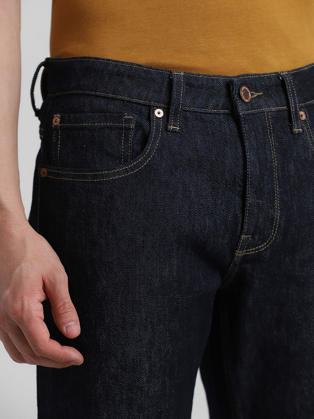 Dark Blue Mid Rise Clark Regular Fit Jeans