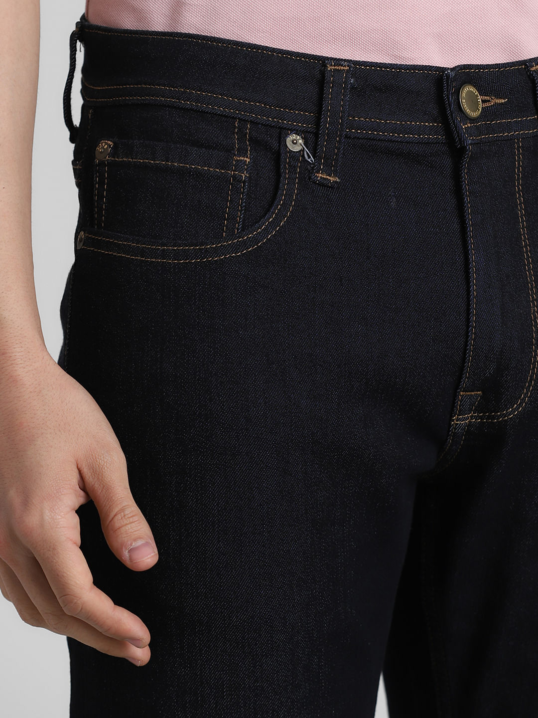 Dark Blue Mid Rise Regular Fit Jeans