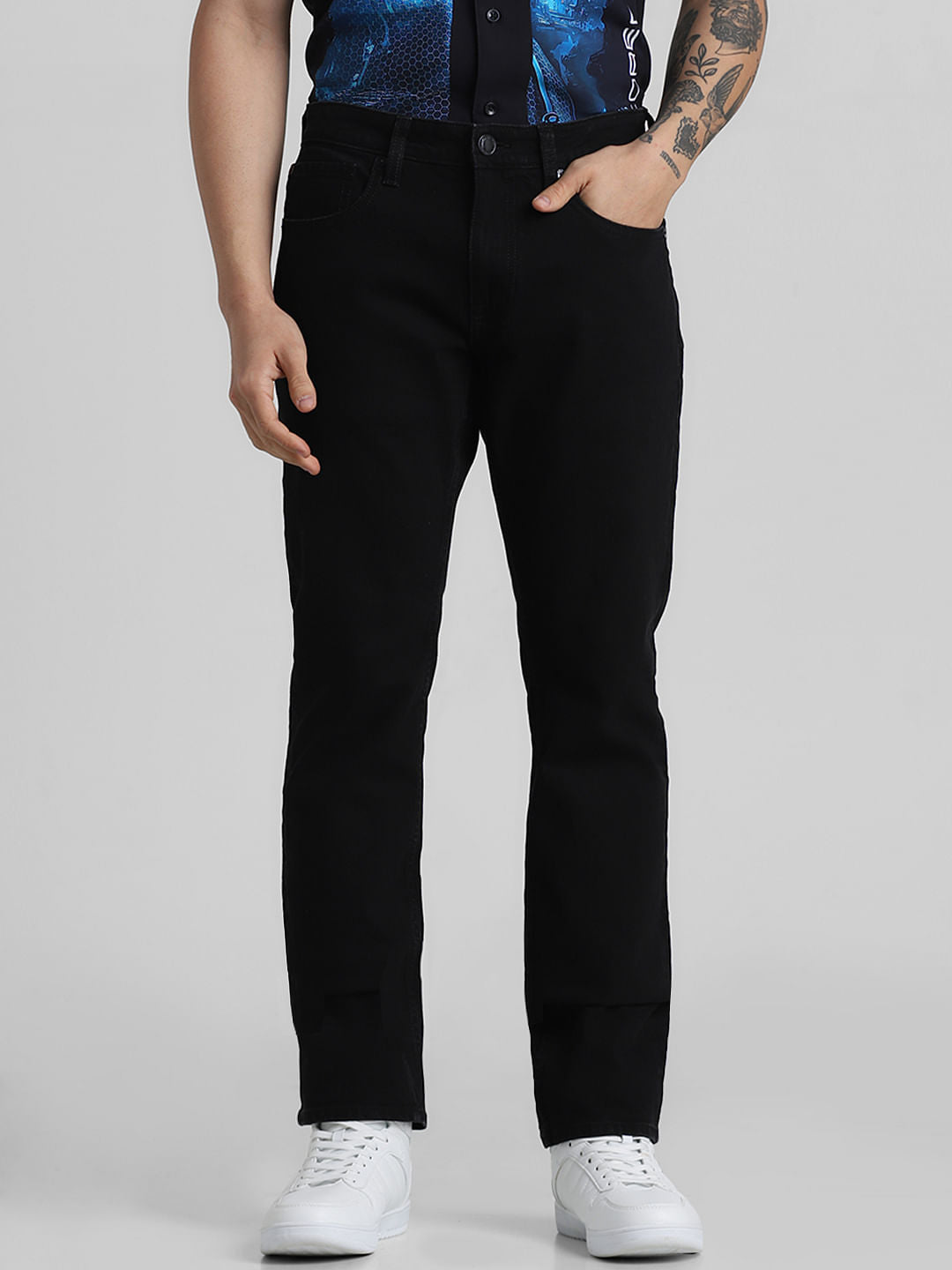 Black Mid Rise Clark Regular Fit Jeans