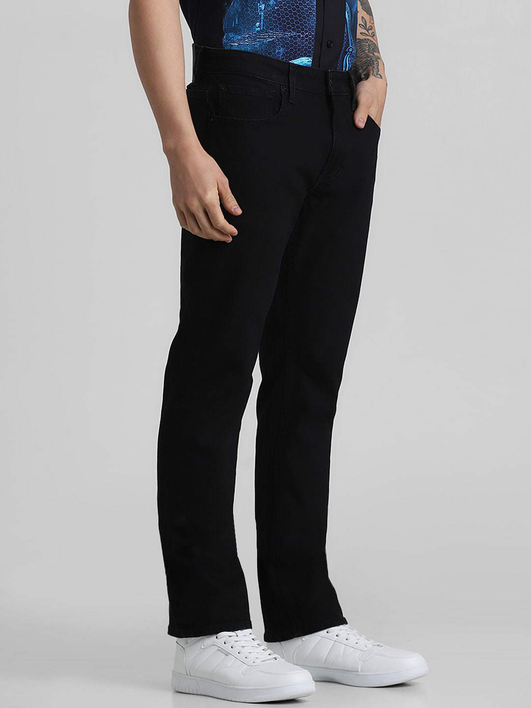 Black Mid Rise Clark Regular Fit Jeans