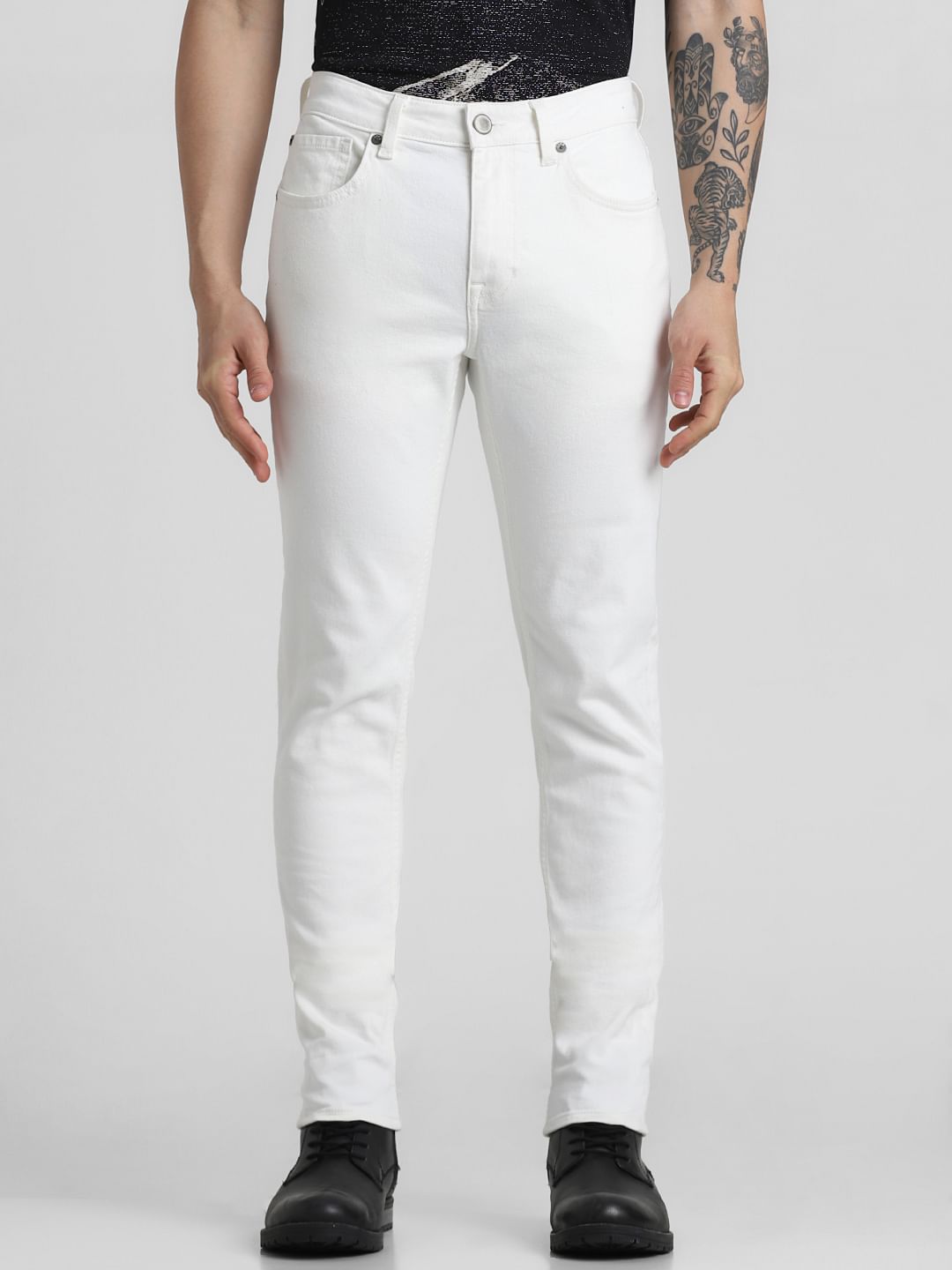 Ecru Low Rise Liam Skinny Fit Jeans
