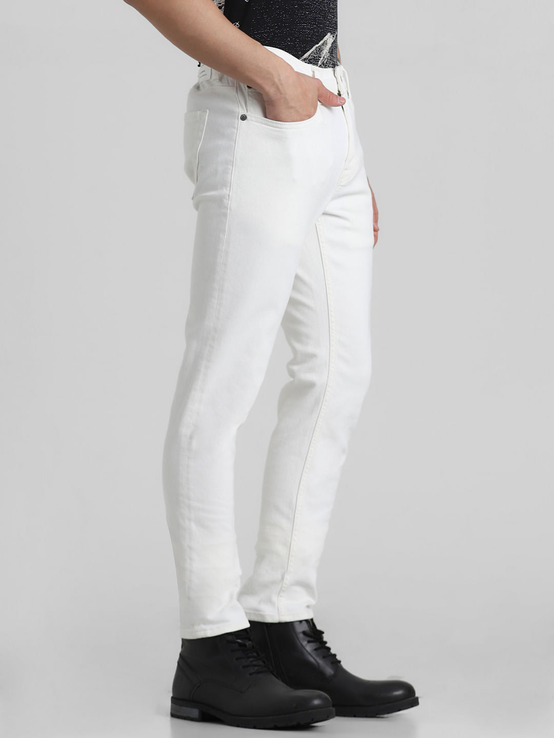 Ecru Low Rise Liam Skinny Fit Jeans