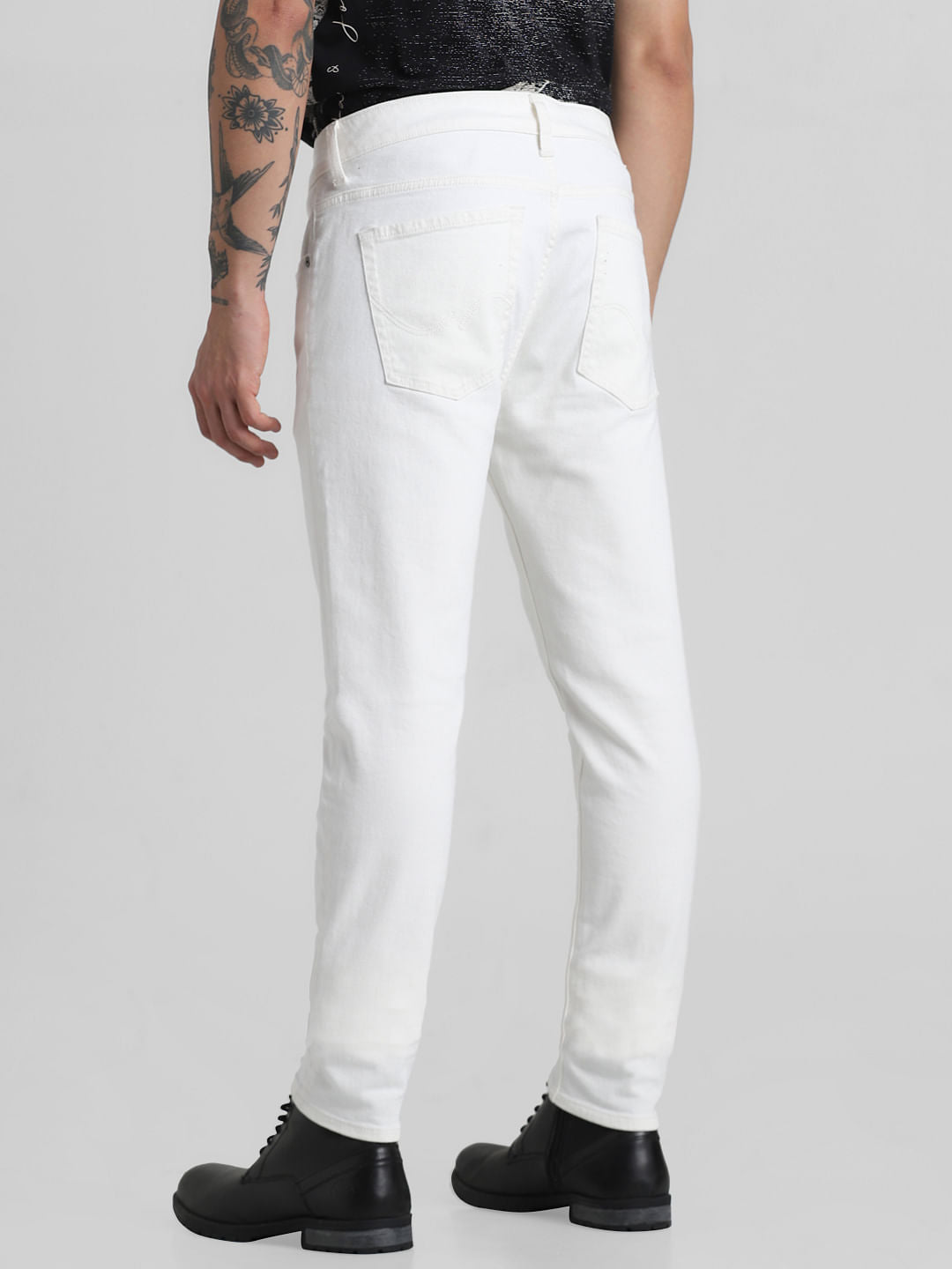 Ecru Low Rise Liam Skinny Fit Jeans