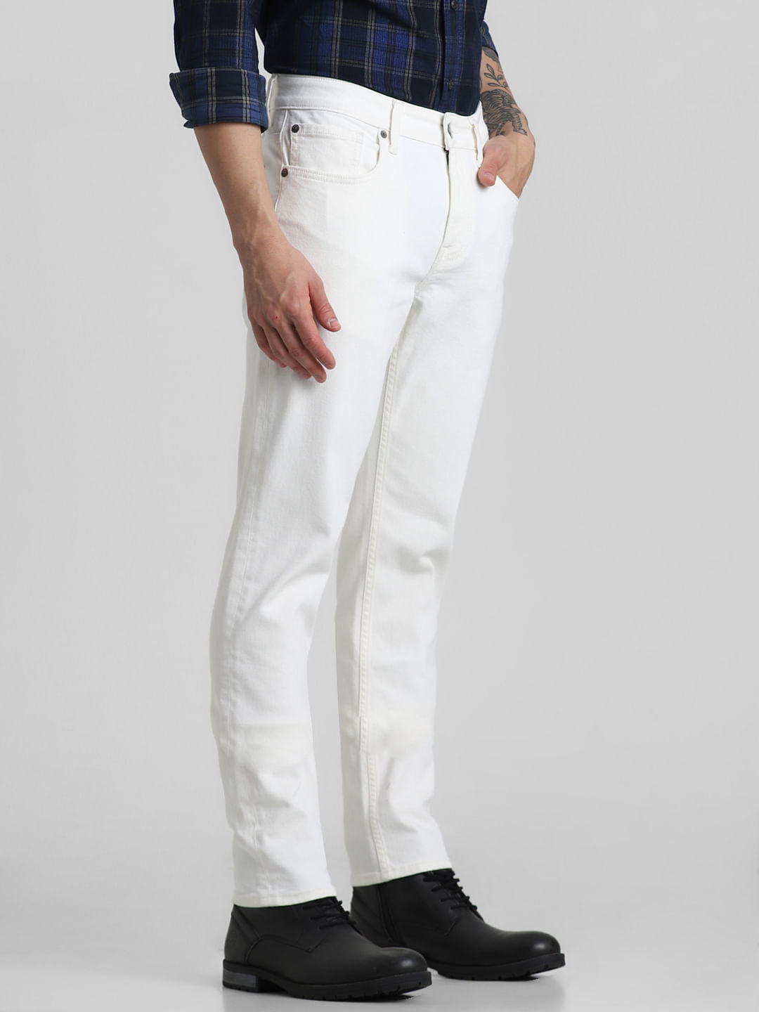 Ecru Low Rise Glenn Slim Fit Jeans