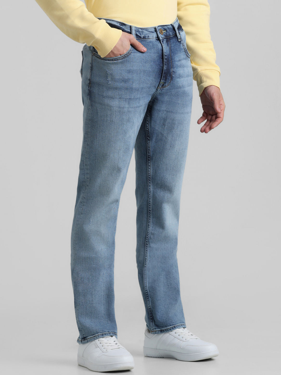 Blue Mid Rise Clark Regular Fit Jeans