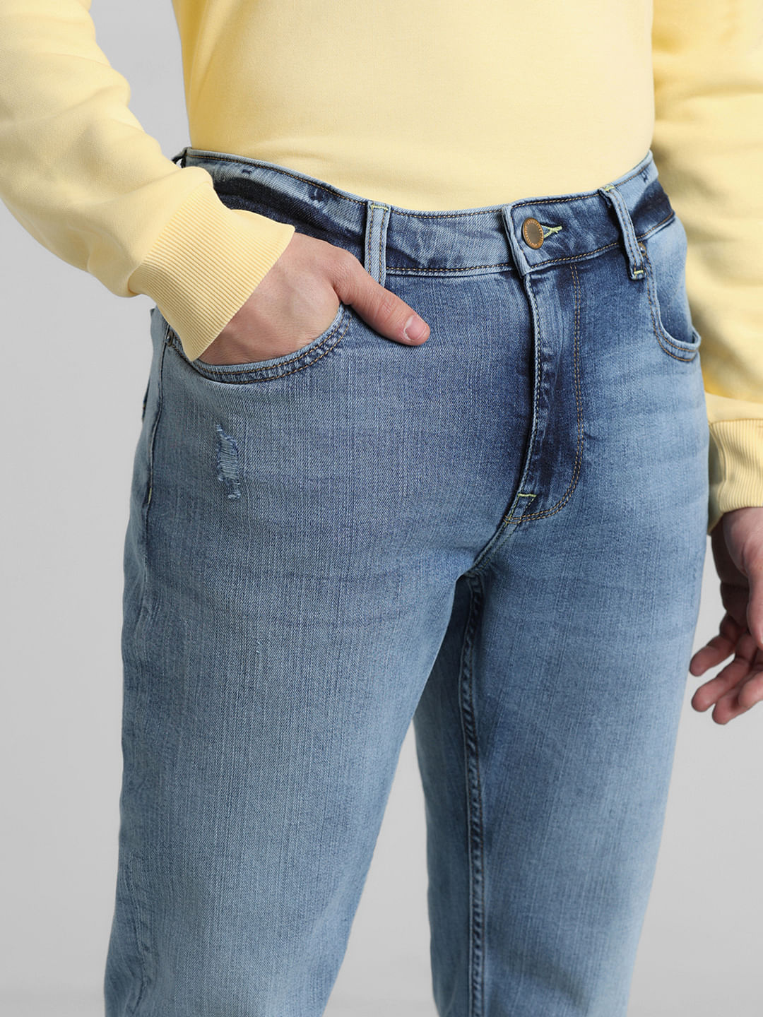 Blue Mid Rise Clark Regular Fit Jeans