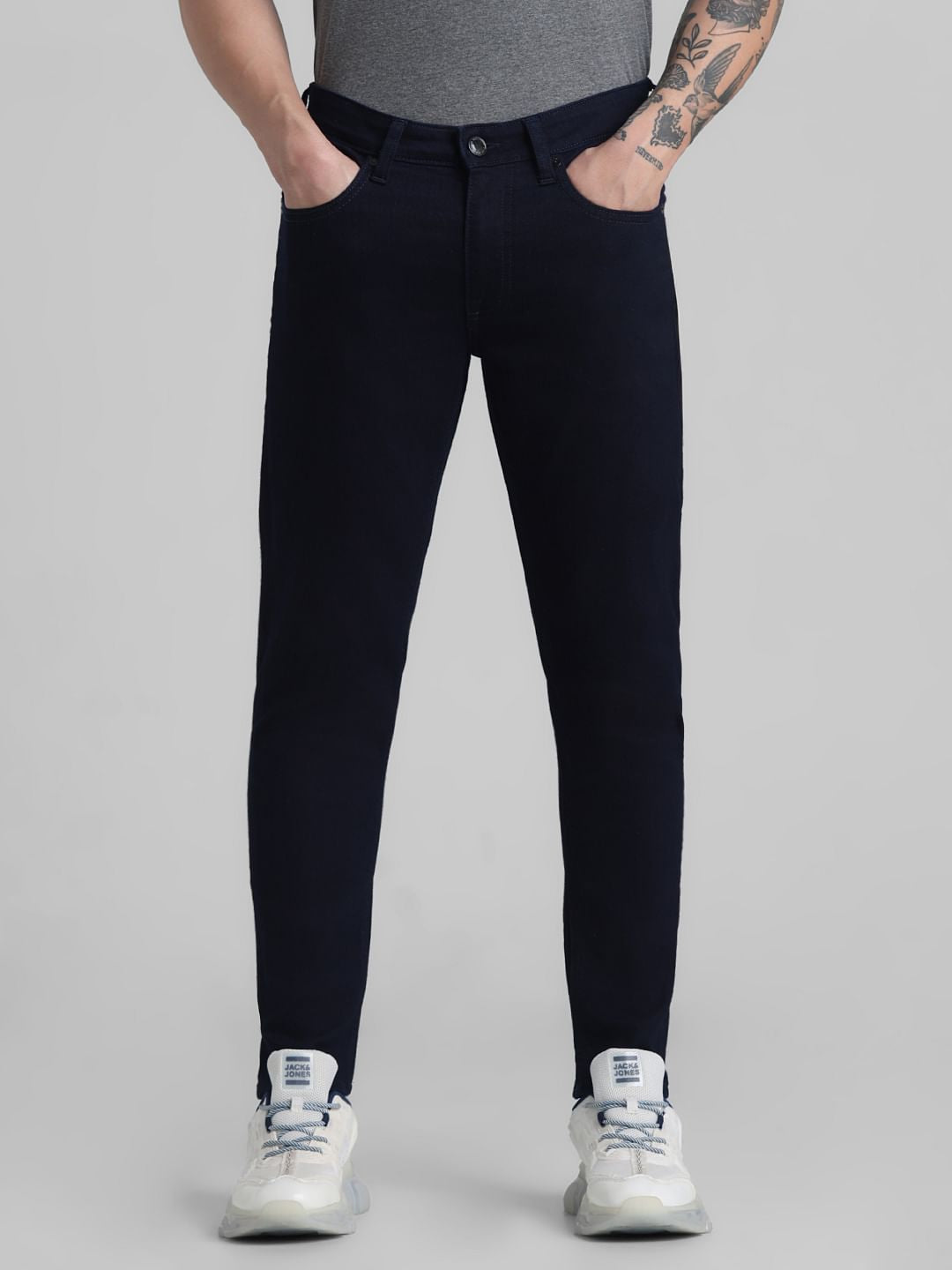 Dark Blue Mid Rise Brak Slim Fit Jeans