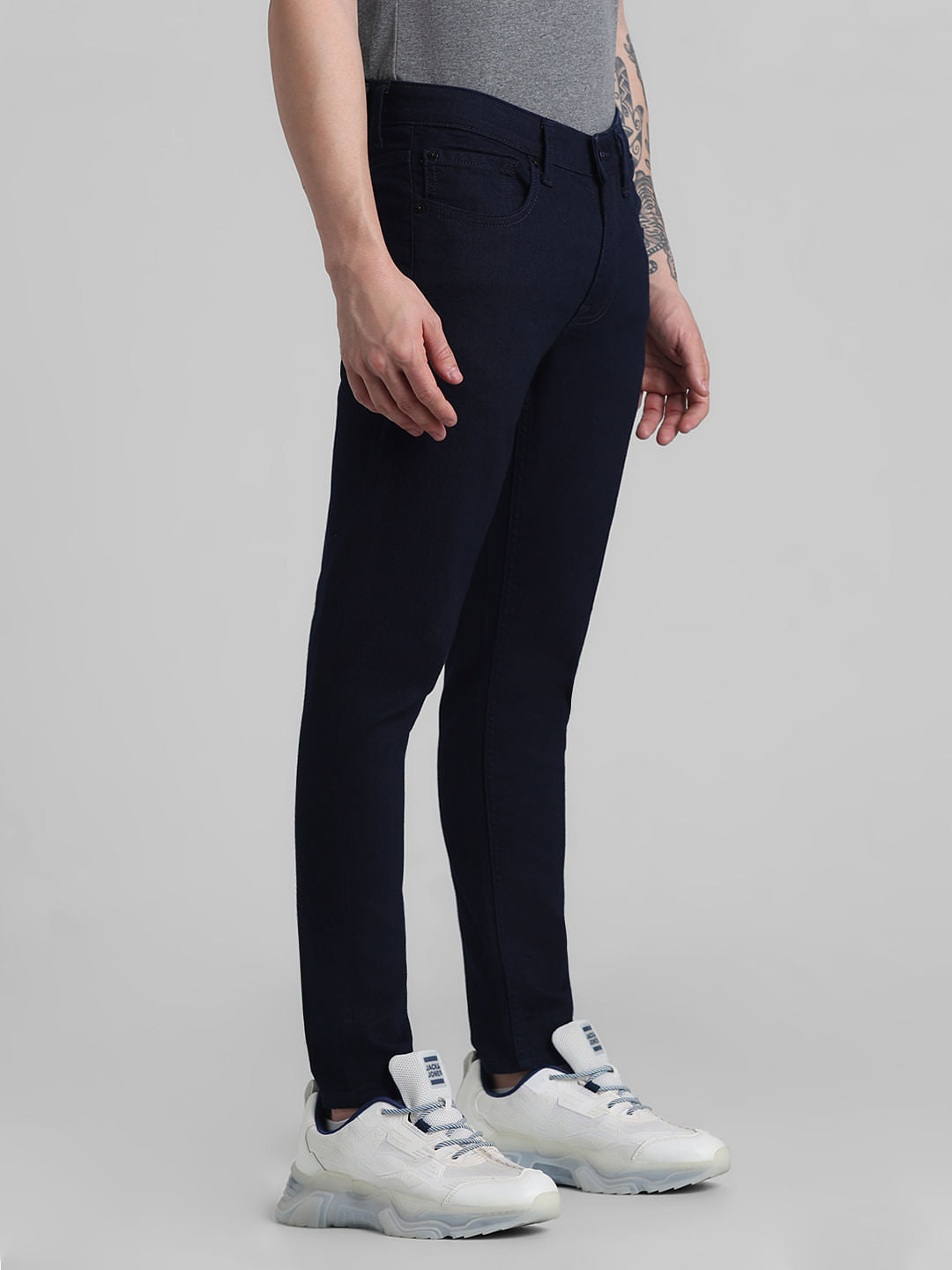 Dark Blue Mid Rise Brak Slim Fit Jeans
