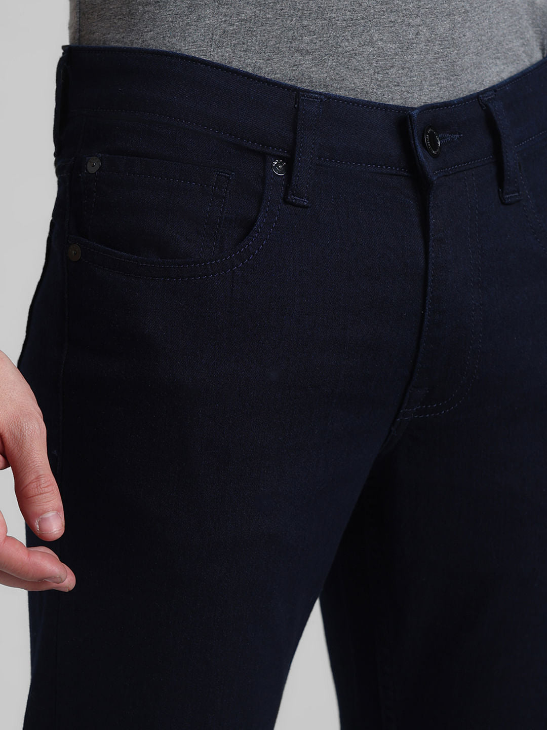 Dark Blue Mid Rise Brak Slim Fit Jeans