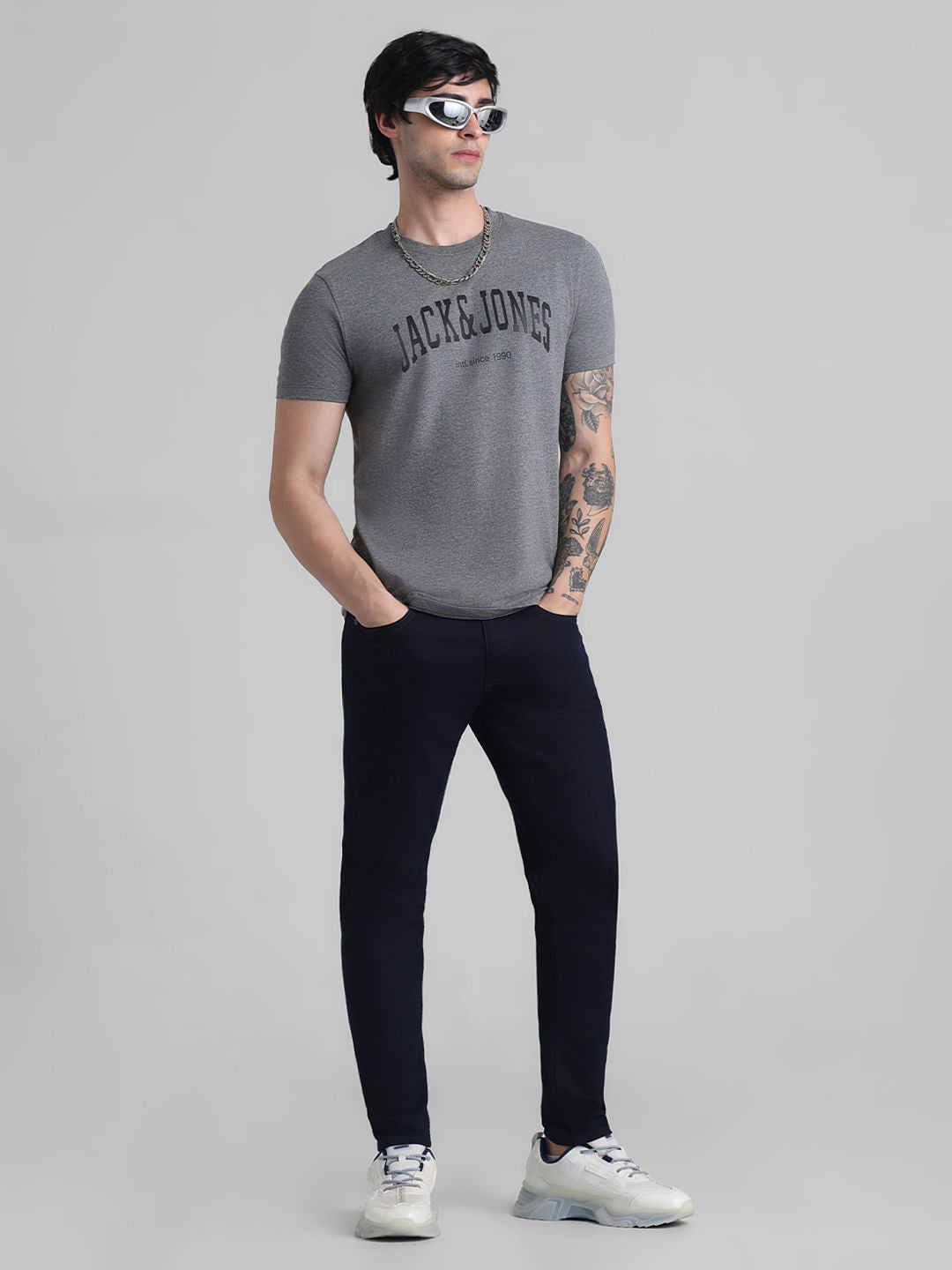Dark Blue Mid Rise Brak Slim Fit Jeans