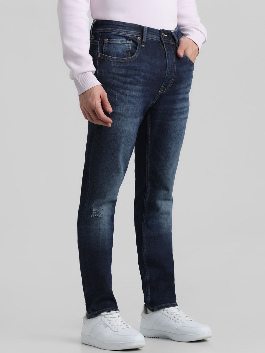Blue Low Rise Distressed Liam Skinny Jeans