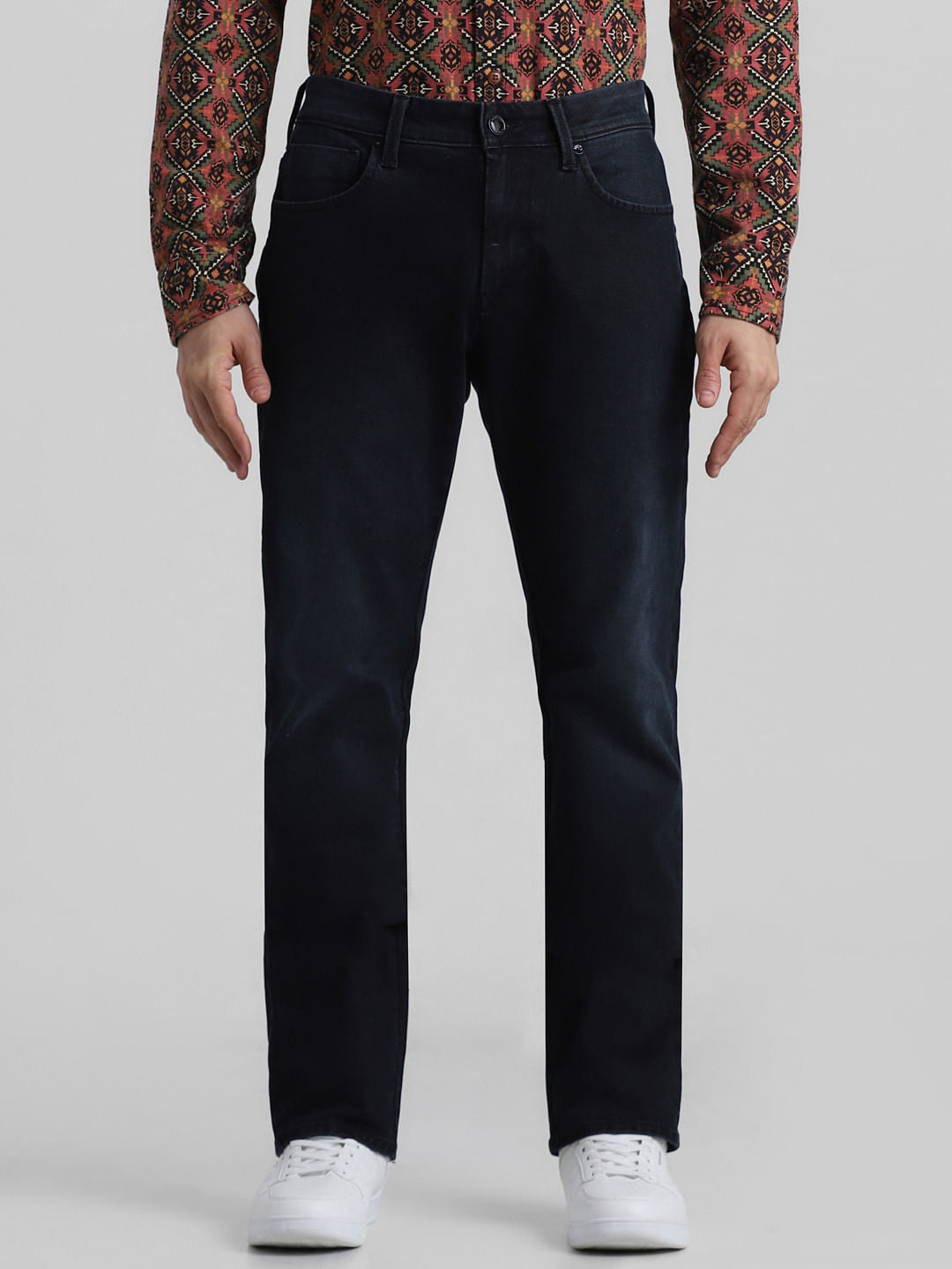 Dark Blue Mid Rise Clark Regular Fit Jeans