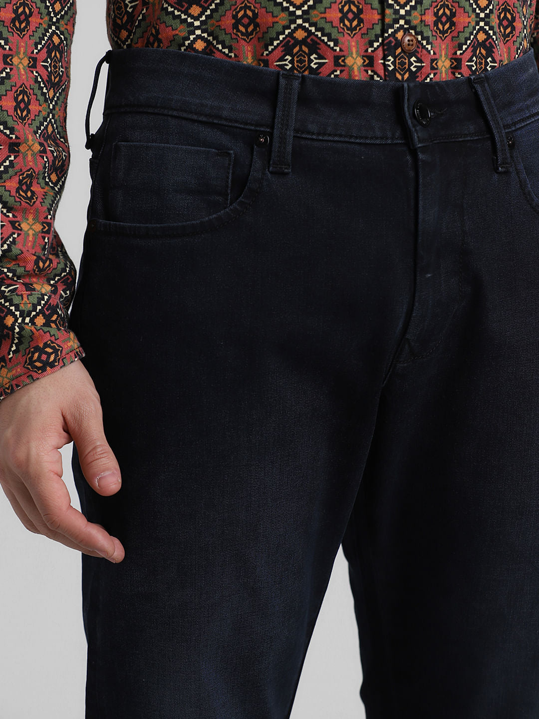 Dark Blue Mid Rise Clark Regular Fit Jeans