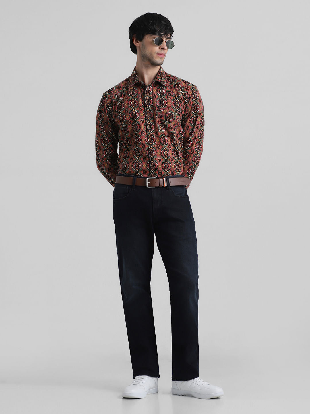 Dark Blue Mid Rise Clark Regular Fit Jeans