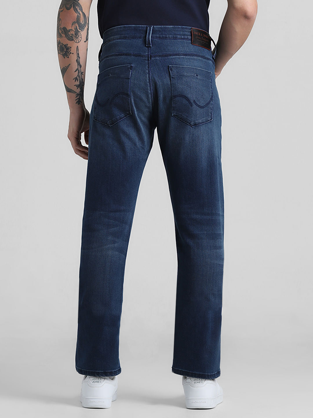 Dark Blue Mid Rise Clark Regular Fit Jeans