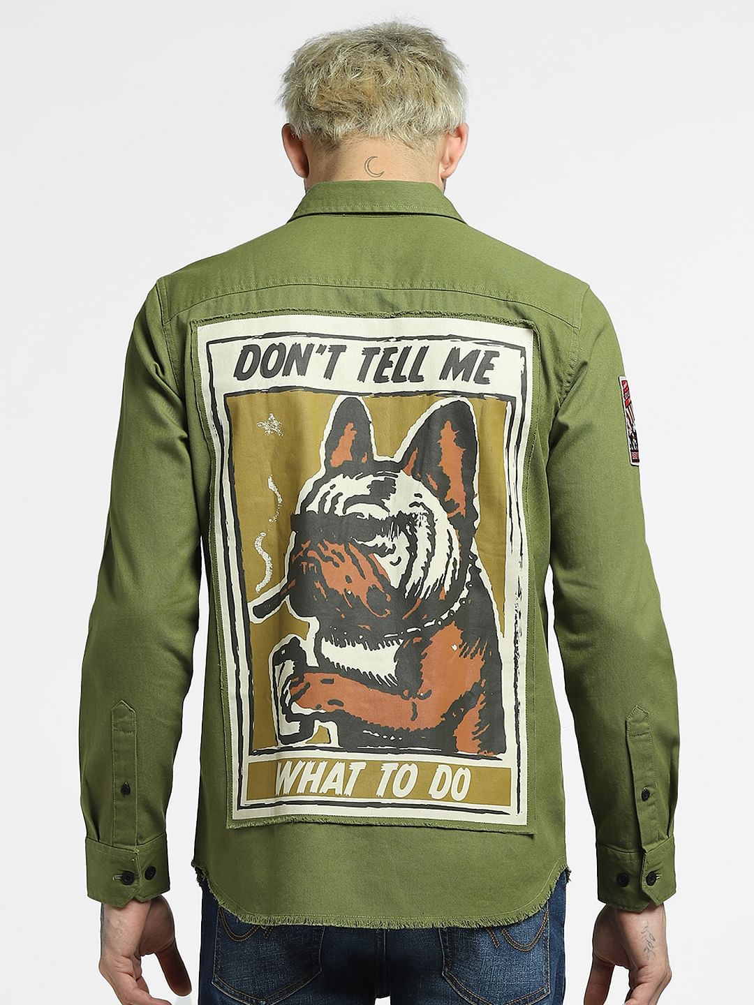 Green Printed Full Sleeves Shirt