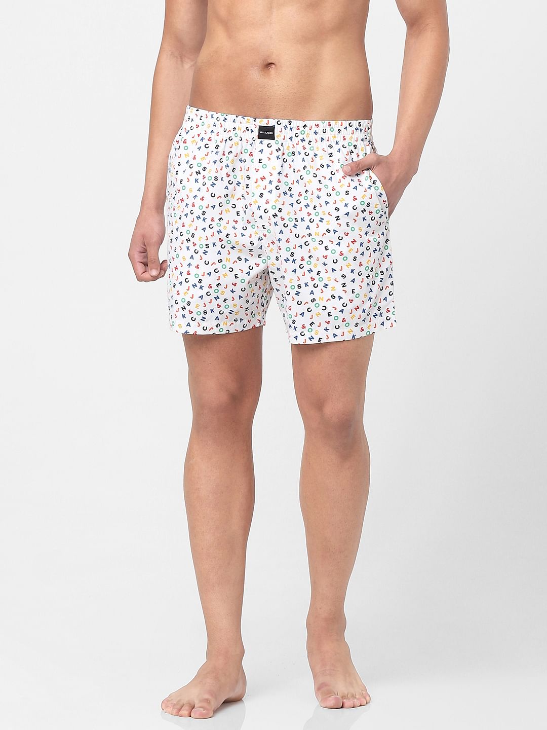 White Logo Alphabet Print Boxers