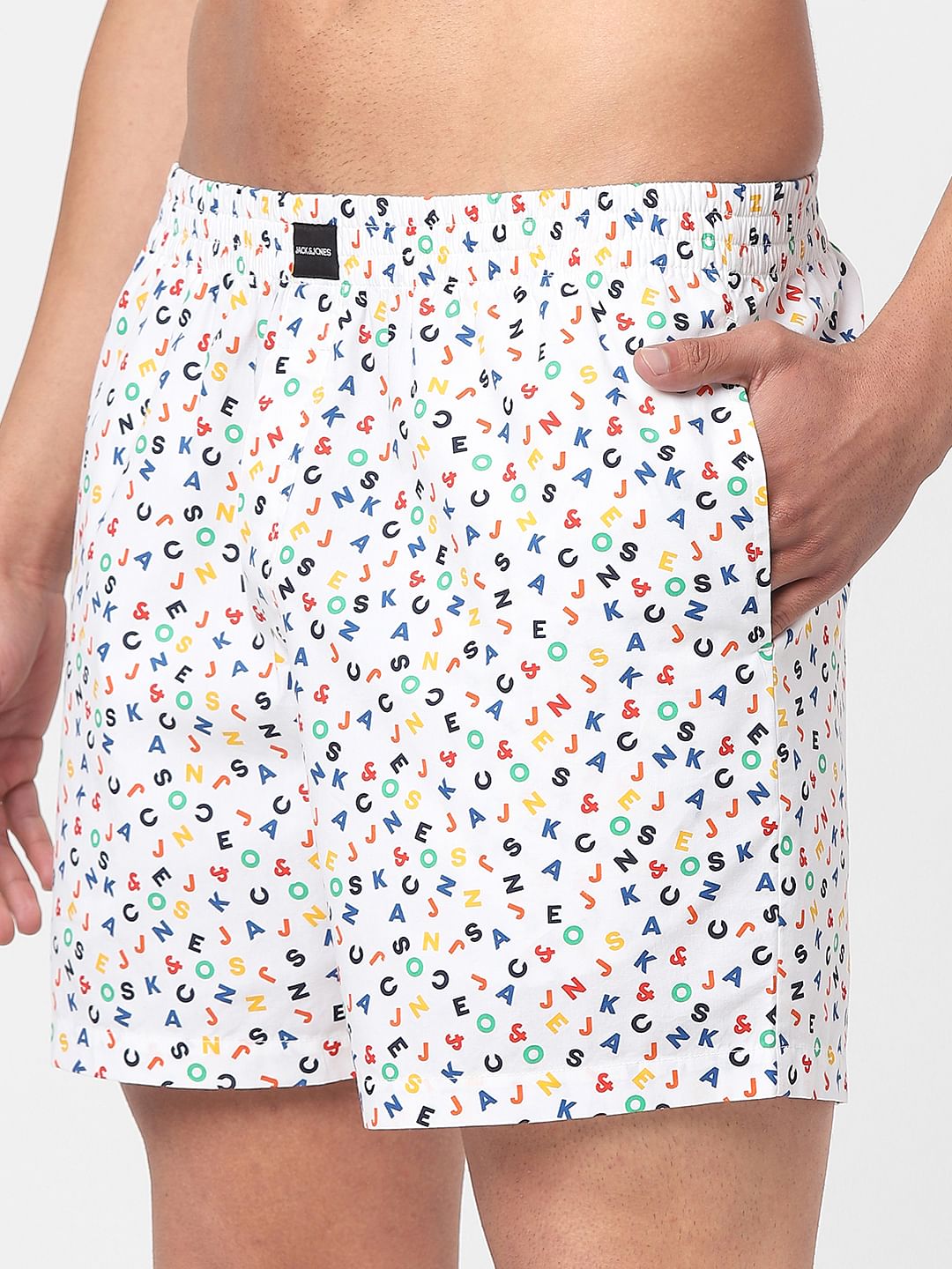 White Letter Print Boxers