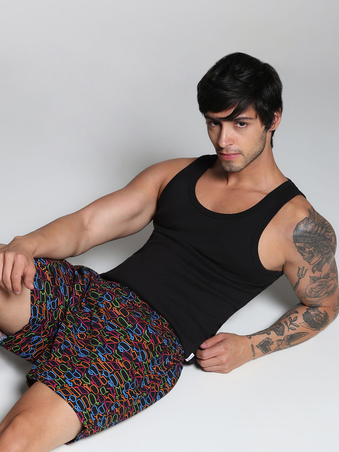 Black Printed Cotton Boxers