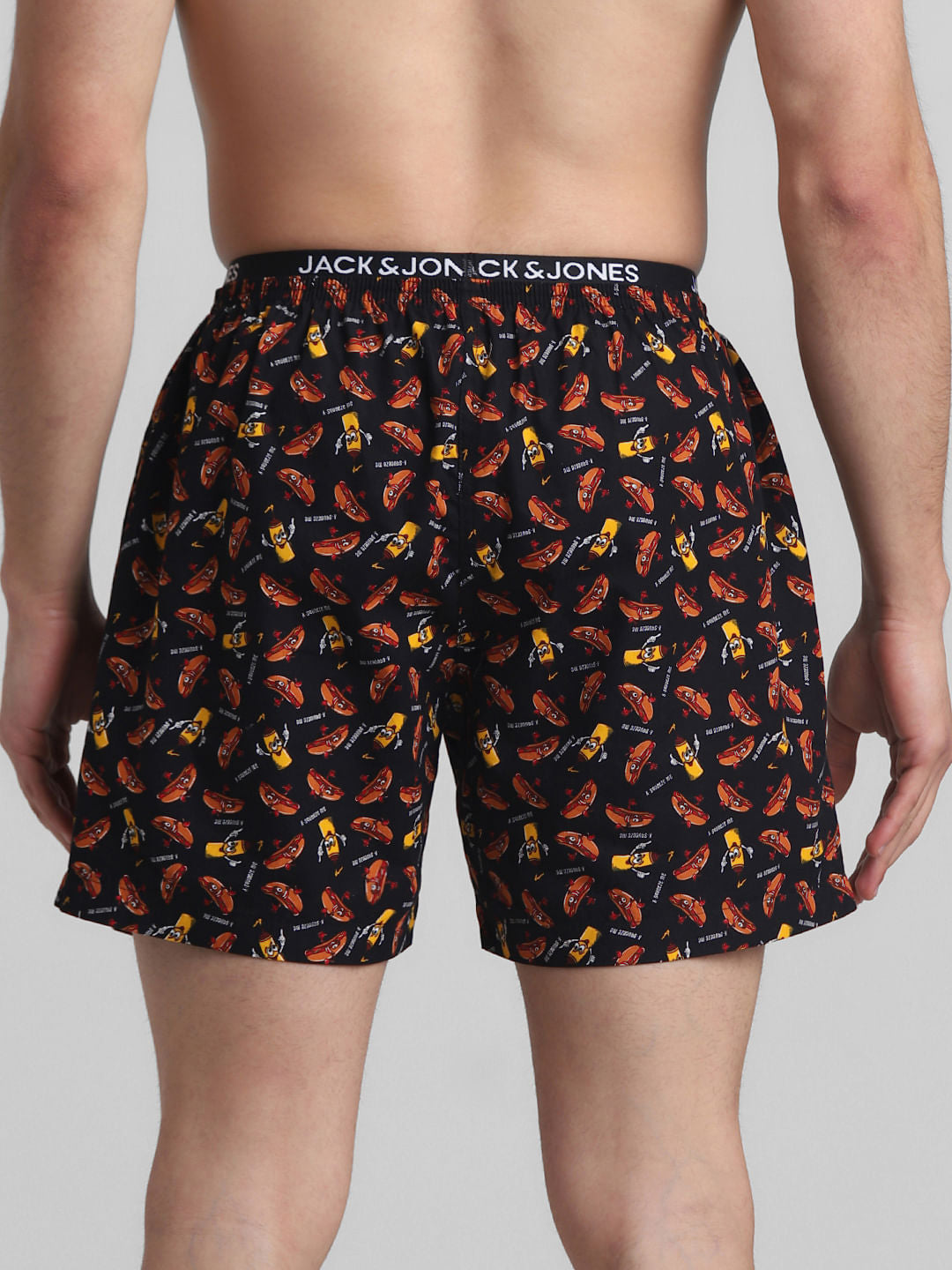 Black Hot Dog Print Boxers